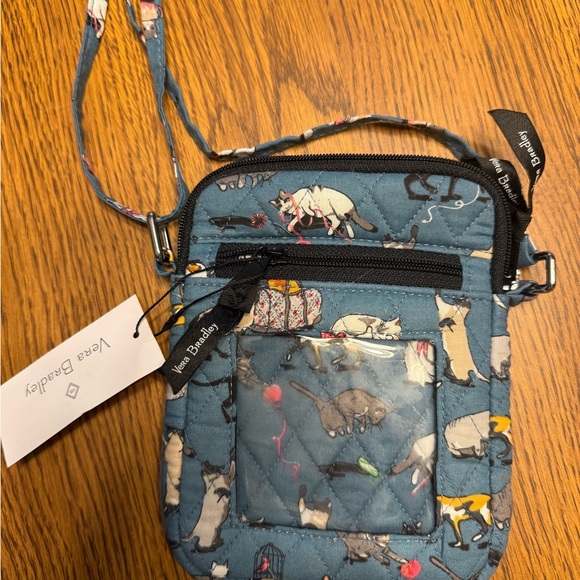 Vera Bradley Blue Quilted Crossbody Bag with Cat Design - Picture 2 of 5